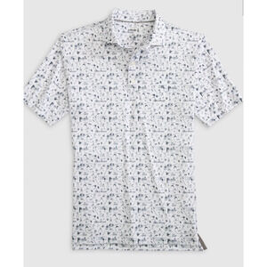 NEW JOHNNIE-O MIDNIGHT NAVY BALLPARK PRINTED PERFORMANCE POLO SHIRT SZ S